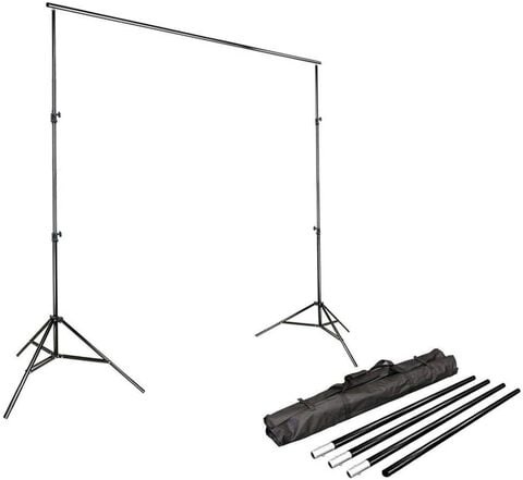 Coopic 2X3m Background Stand With 1.5X3m Black Non Woven Background Backdrop Lighting Photography Kit