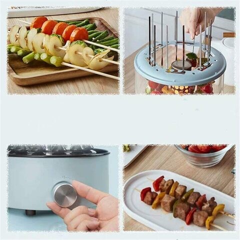 Electric Automatic Rotating Barbecue Machine, Automatic Rotating Indoor Smokeless Small Grill, Fast Grill Equipment, 12 String Automatic Rotating Oven, Use Time Control,Pink