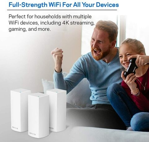 Linksys Velop Tri-Band Whole Home Mesh Wifi System (Ac6600 Wifi Router/Extender For Seamless Coverage Of Up To 6,000 Sq Ft / 525 Sqm,, Parental Controls, Compatible With Alexa, 3-Pack, White) - Whw030