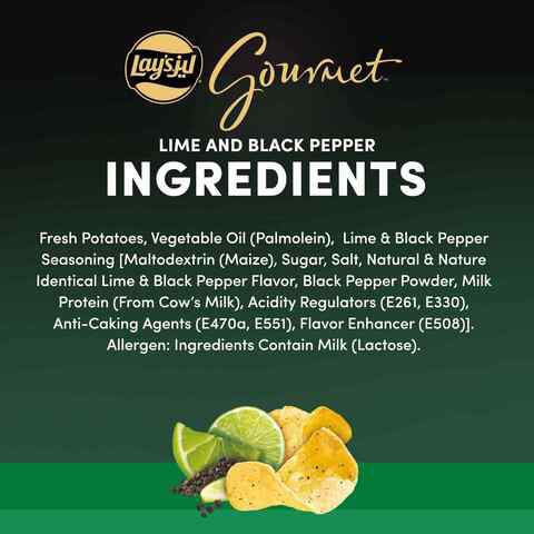 Lay&#39;s Gourmet Lime and Black Pepper Potato Chips 180g