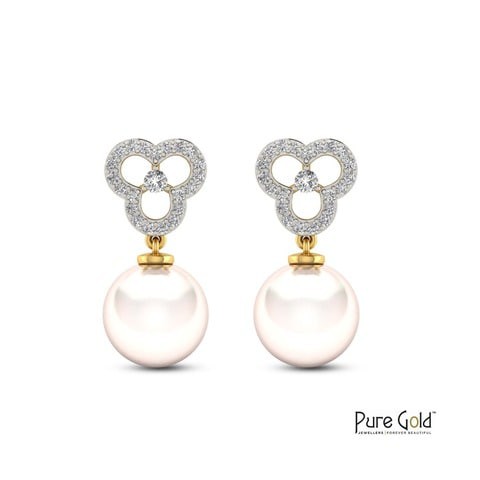 18k OYSTRA PEARL EARRING 0.14 CTS-Yellow Gold