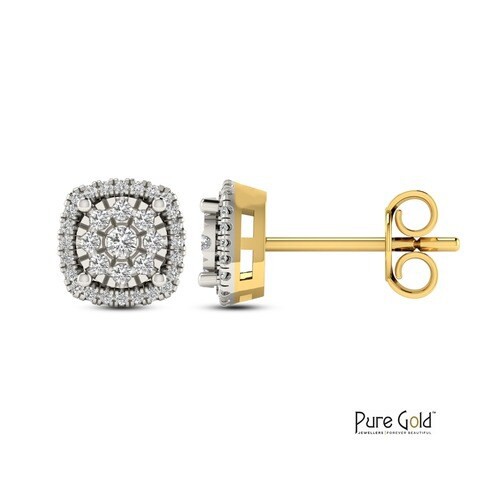 18k ILLUSION DIAMOND EARRING 0.3 CTS-Yellow Gold