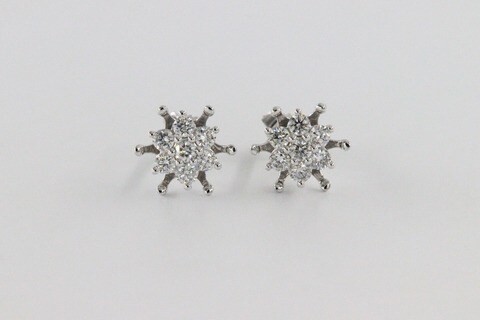 18k ILLUSION DIAMOND EARRING 0.55 CTS-Yellow Gold