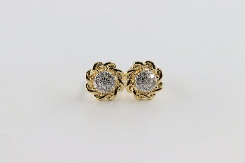 18k ILLUSION DIAMOND EARRING 0.15 CTS-Yellow Gold