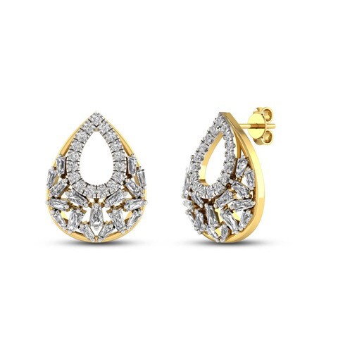 18k ILLUSION DIAMOND EARRING 0.42 CTS-Yellow Gold