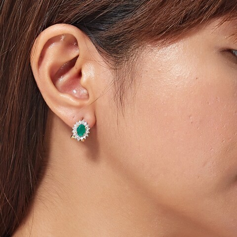 18k DIANA EMERALD EARRING 0.5 CTS-Yellow Gold