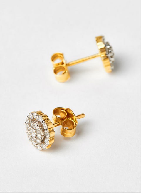 18k ILLUSION DIAMOND EARRING 0.31 CTS-Yellow Gold