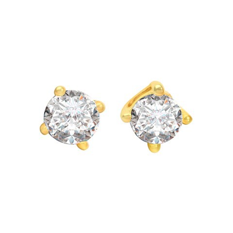 18k SOLITAIRE  QUARTER CARAT DIAMOND EARRING 0.5 CTS-Yellow Gold