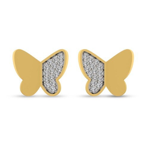 18k ILLUSION DIAMOND EARRING 0.12 CTS-Yellow Gold