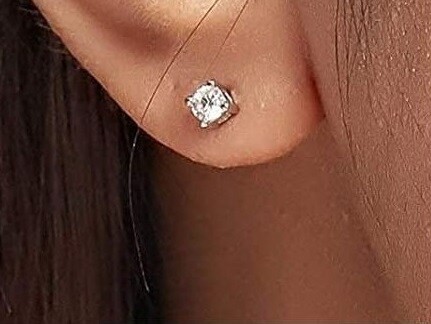 18k SOLITAIRE  HALF CARAT DIAMOND EARRING 1 CTS-White Gold