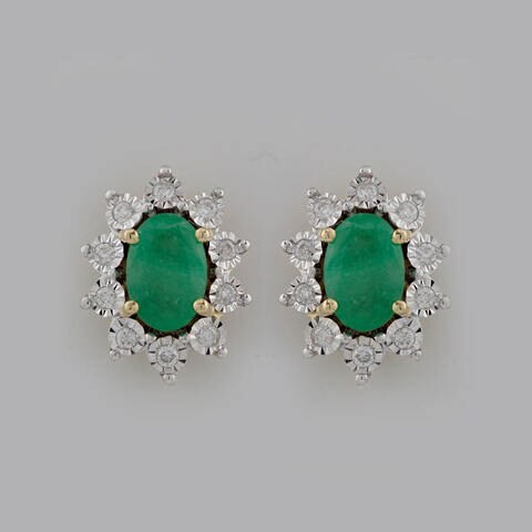 18k DIANA EMERALD EARRING 0.13 CTS-Yellow Gold