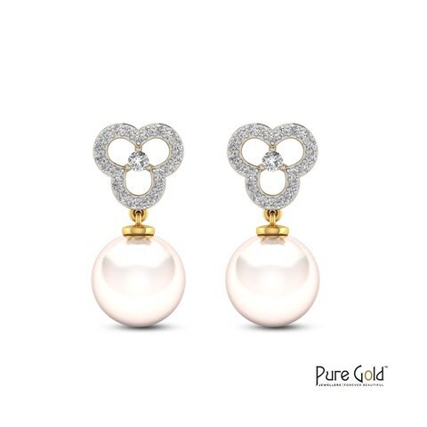 18k OYSTRA PEARL EARRING 0.14 CTS-White Gold