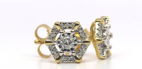 18k MIRACLE DIAMOND EARRING 0.18 CTS-Yellow Gold