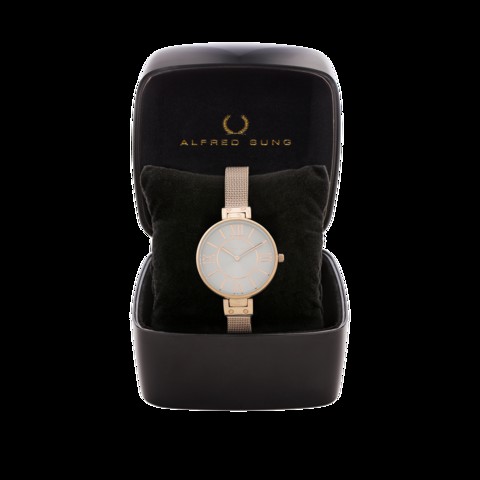 Alfred Sung - Women&#39;s Silhouette Analog Watch AS2023RM-2A | Gold colour | Stainess Steel | Water Resistant