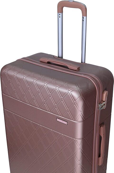 TravelWay Lightweight Luggage Set Checked Bag- 20/24/28 Inches Hardshell Suitcase Spinner Luggage for Travel   ABS Luggage with 4 Spinner Wheels (Rose Gold, Set of 3)