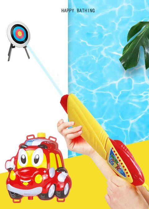 Fashion-House Watergun Backpack,2500Ml Cute Cartoon Water Soaker Blaster Fight Toys Summer Beach Play Water Pistol Toy For Boys Girls (B)