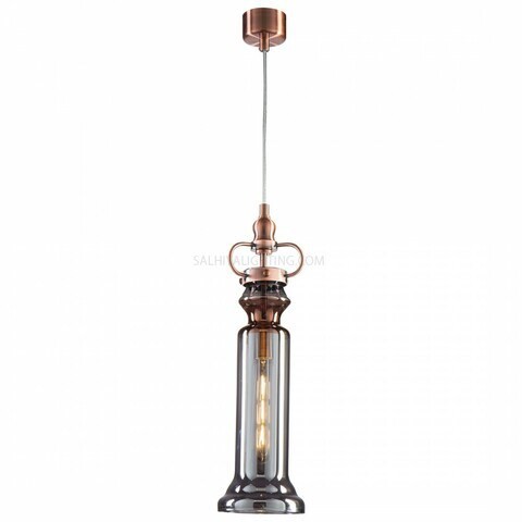 Modern Liza Glass Pendant Light D1805 - Rose Red / Smoky Metal