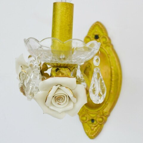 Indoor Flower Candle Wall Light W0895/1 - Gold