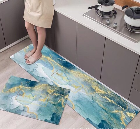 Kitchen Mats Kitchen Rugs Kitchen Carpets Set Absorbent Thick Non-slip Washable, Area Rugs for Kitchen Floor Indoor Outdoor Entry(40x 60cm and 40x120cm) 2PCS in on Set