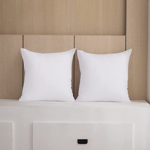 Decorative Throw Pillow Inserts, CAN, Square Pillow Insert, Set Of 2, White, Soft and Luxurious Pillow Insert for Sofa, Chair, Bedroom, Living Room &amp; Car(40x40 cm)