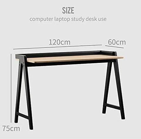 KAI Desk, Modern Nordic Desk, Study desk, Computer Desk for home office with Solid Wood Base &amp; Oak Top By Daamudi (White)