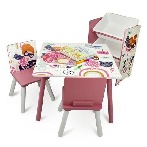 Super girl Table With 2 Chairs Set - Multicolour