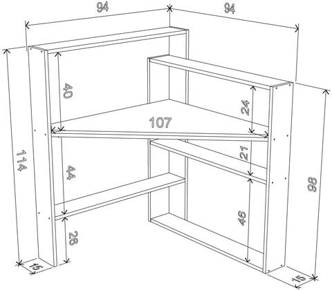 HomeCanvas Pisagor Corner Desk Ideal for Home Office Computer Desk Gaming Desk or Office Desk (White)