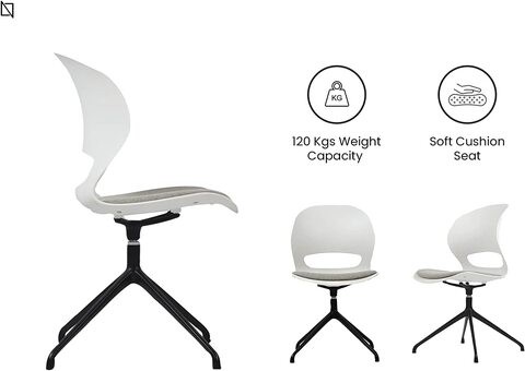 VIS Chair, Premium Meeting & Visitor Chairs, Swivel Chair With Soft Cushion Seat By Navodesk (White)