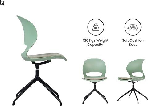 VIS Chair, Premium Meeting & Visitor Chairs, Swivel Chair With Soft Cushion Seat By Navodesk (Sage Green)