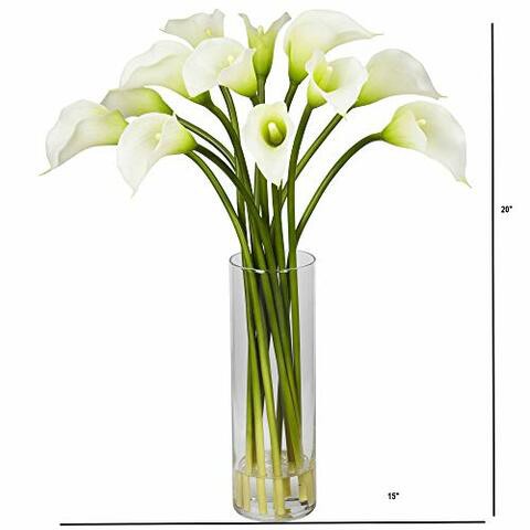 Nearly Natural 1187-CR Mini Calla Lily Silk Flower Arrangement, Cream