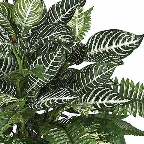 Nearly Natural 6528 Greens Zebra with Wicker Decorative Silk Plant, Green