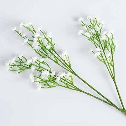 YSBER 10Pcs Baby Breath/Gypsophila Artificial Fake Silk Plants Wedding Party Decoration Real Touch Flowers DIY Home Garden(White)