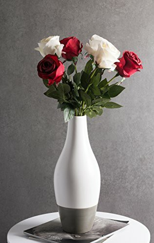 DII Artificial Silk Craft Flowers for Bouquets, Weddings, Wreaths, &amp; Crafts, Single Closed Rose Bud Stem - Set of 4 White