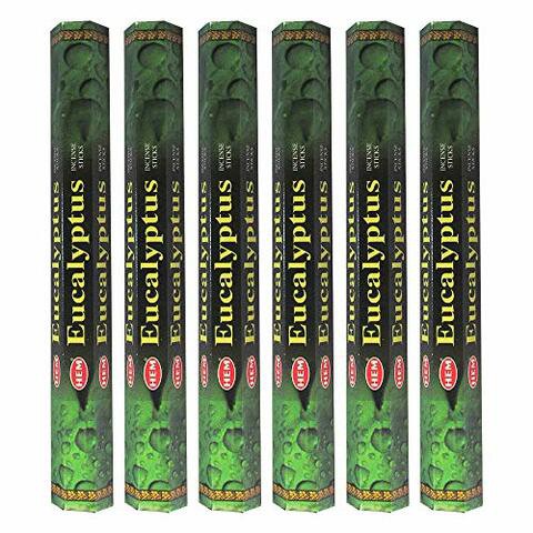 HEM 6 Pack 20 Gram Eucalyptus - Box Of Six 20 Stick Tubes - Hem Incense