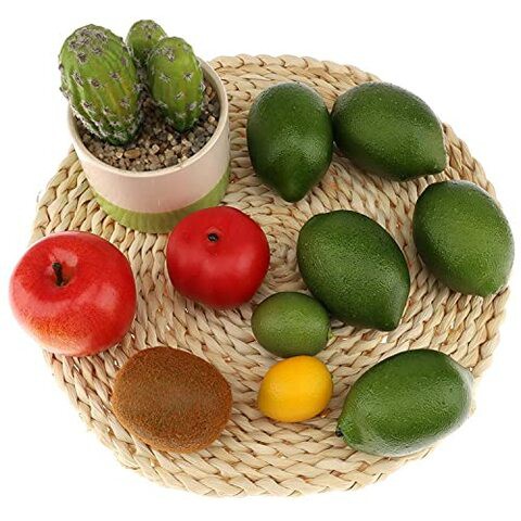 Gresorth 8pcs Artificial Lifelike Simulation Green Lemon Decoration Fake Fruit House Kitchen Party Decorative Props