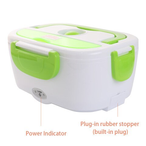 Decdeal - Multifunctional Portable Electric Heating One-piece Separated Lunch Box Food Container Warmer with A Spoon