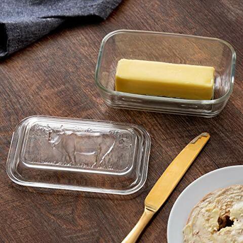 Arc International Luminarc Cow Butter Dish, 6-1/2-Inch by 2-3/4-Inch