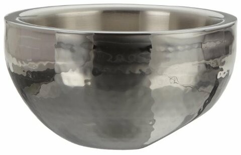 Elegance Hammered 6-Inch Stainless Steel Dual Angle Doublewall Serving Bowl