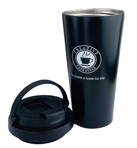 Thermal Cup Stainless Steel, Vacuum Insulated Travel Tumbler, Durable Insulated Coffee Mug, Thermal Cup with Double Partition SEALING Ring - 450ml (BLACK)