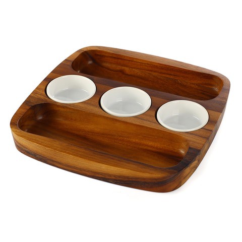 Billi Wooden 2 Side Chip And Salsa Serving Tray