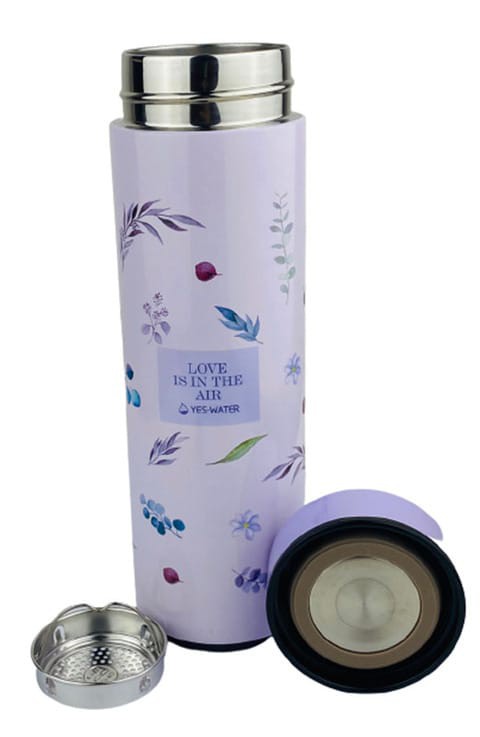 Metal Thermos Vacuum Insulated Travel Tumbler, Durable Insulated Coffee Mug, Thermal Cup with Double Partition SEALING Ring - 450ml (PURPLE)