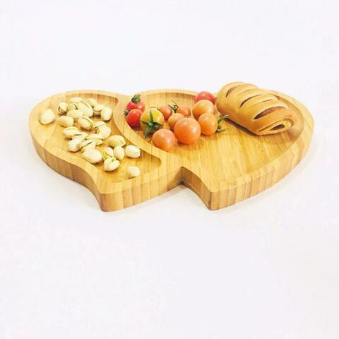 Lihan - Wooden Bamboo Heart Shaped Servingtray Brown For Nuts And Candy 1.5X18X27Centimeter