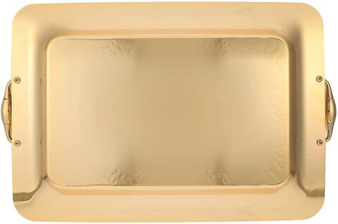 Almarjan 18/10 Stainless Steel Serving Tray Gold, Thrg2619/M/G822S Gold