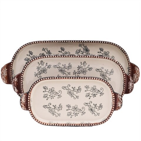 temp-tations Floral Lace Squoval Tray Set - 3 Piece - Black