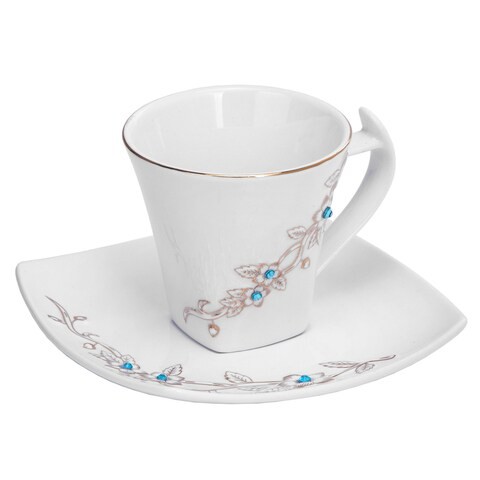 Royalford New Bone China 12Pcs Square Cup&amp;Saucer