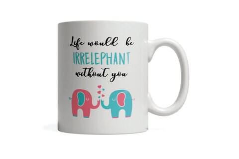 Giftmate Irrelephant Printed Ceramic Tea and Coffee Mug 320ml