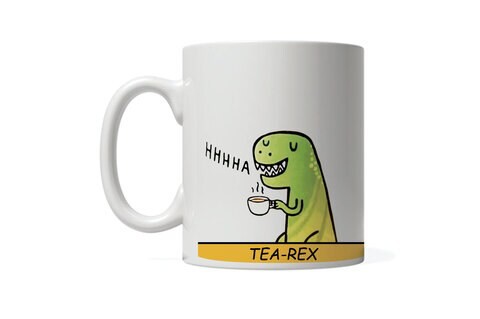 Giftmate Tea Rex Printed Ceramic Tea and Coffee Mug 320ml