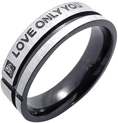 Generic Stainless Steel Love Only You W. Cubic Zirconia Couple Promise Ring Bk 7