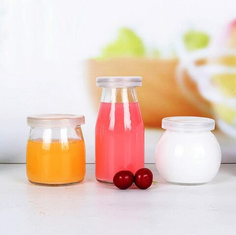 FUFU 12PCS Yoghurt Jars pudding Jar with Lid Glass Container With Lid For Milk Jams Jelly Mousse Yogurt 100ml