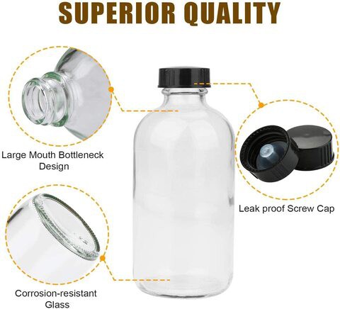 FUFU Glass Juice Bottle: 12 Packs, 8 Ounces, Leak-Proof Lid, The Best Reusable Drinking Bottle, Seasoning Jar,Ffruit Juice Drink